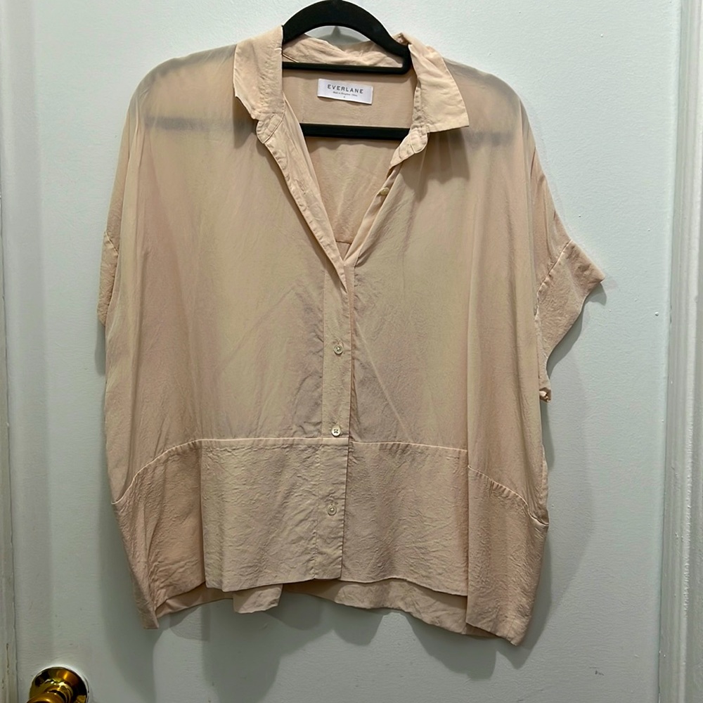 Everlane women's gray square silk shirt sz 6
